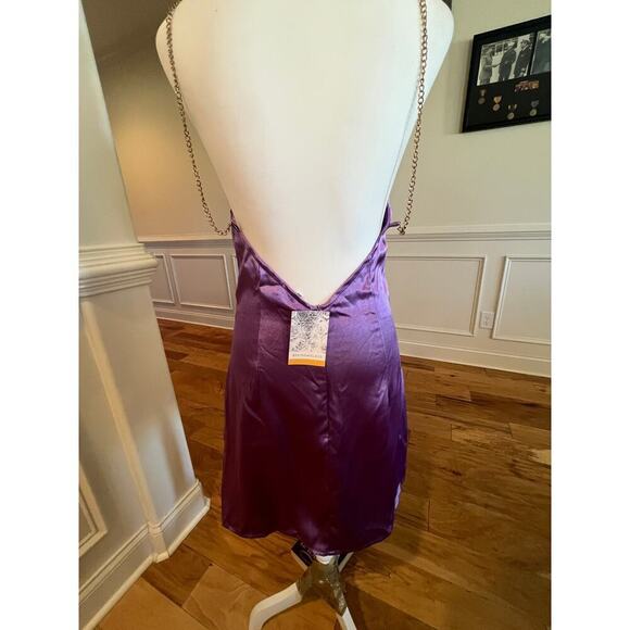 PRETTY GARBAGE NWT HALTER DRESS ADJUSTABLE CHAIN STRAP LAVENDER WOMEN SIZE SMALL - Picture 5 of 7
